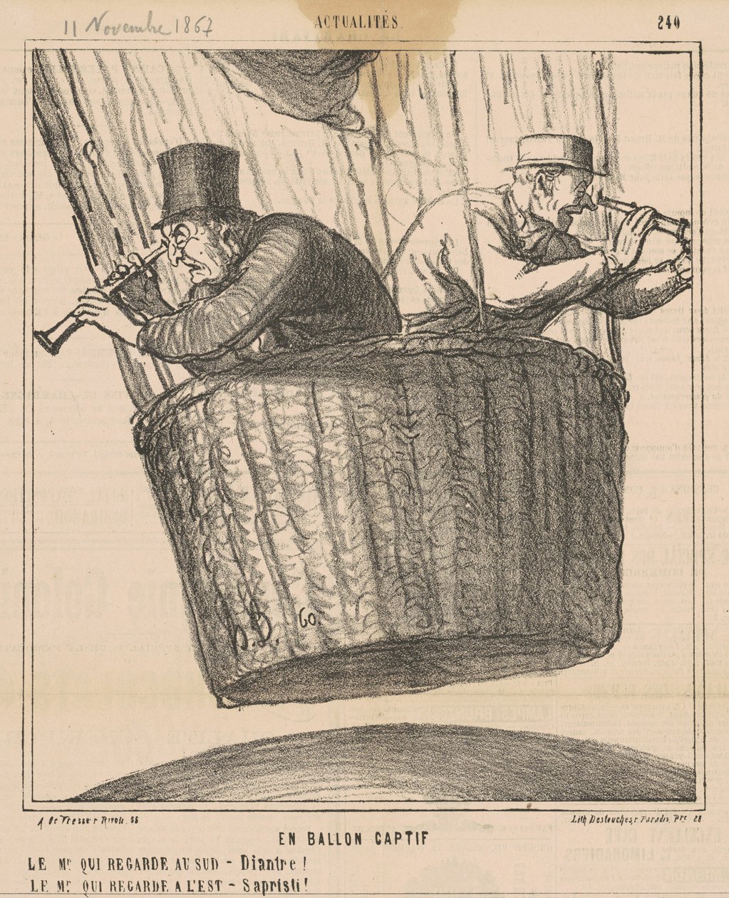 En ballon captif door Honoré Daumier