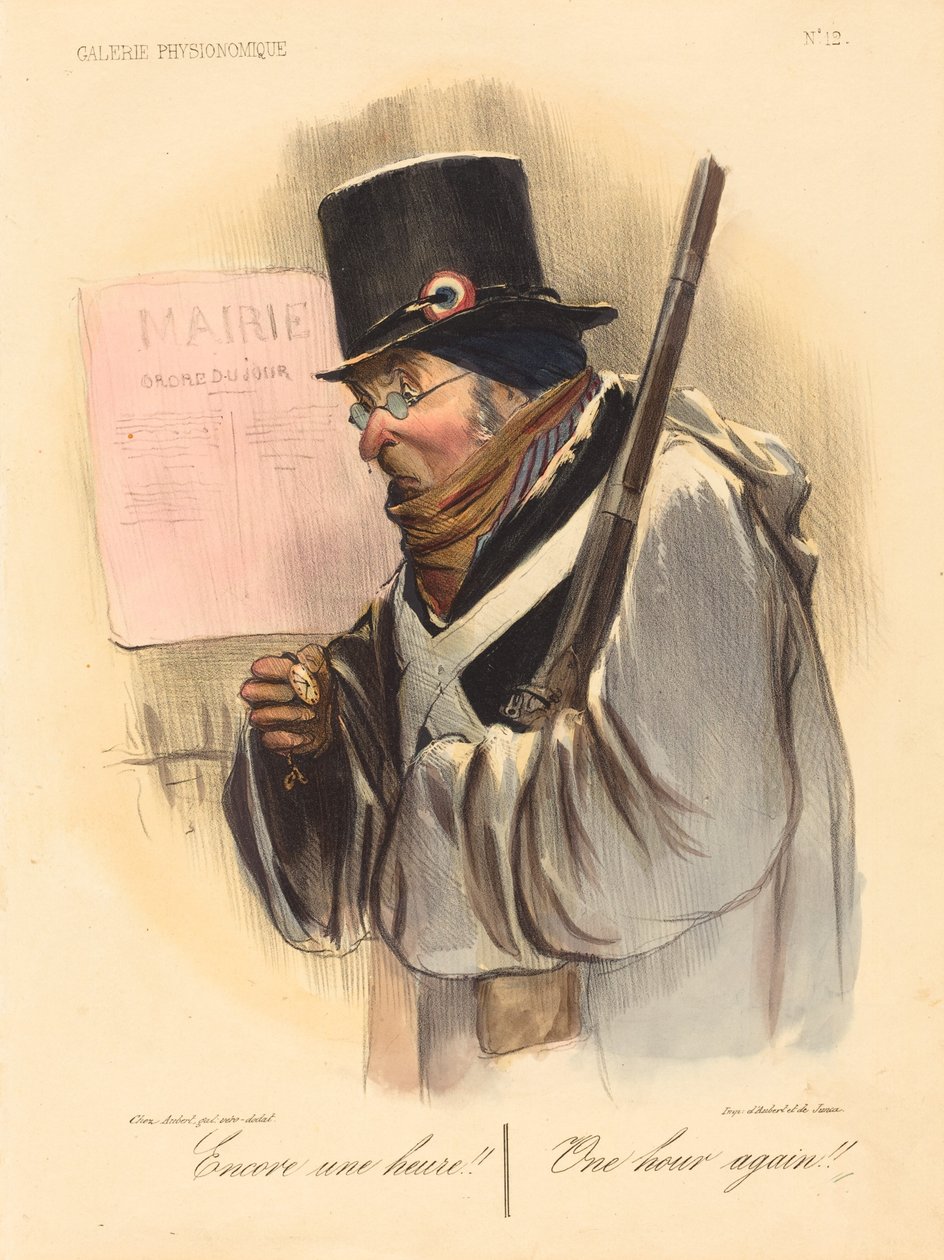 Nog een uur!! door Honoré Daumier