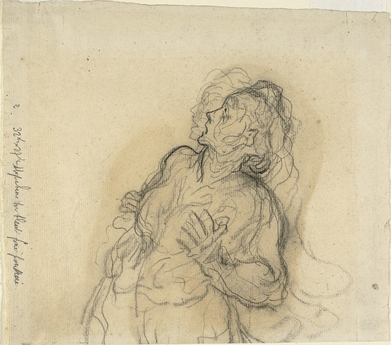 Geschrokken vrouw door Honoré Daumier