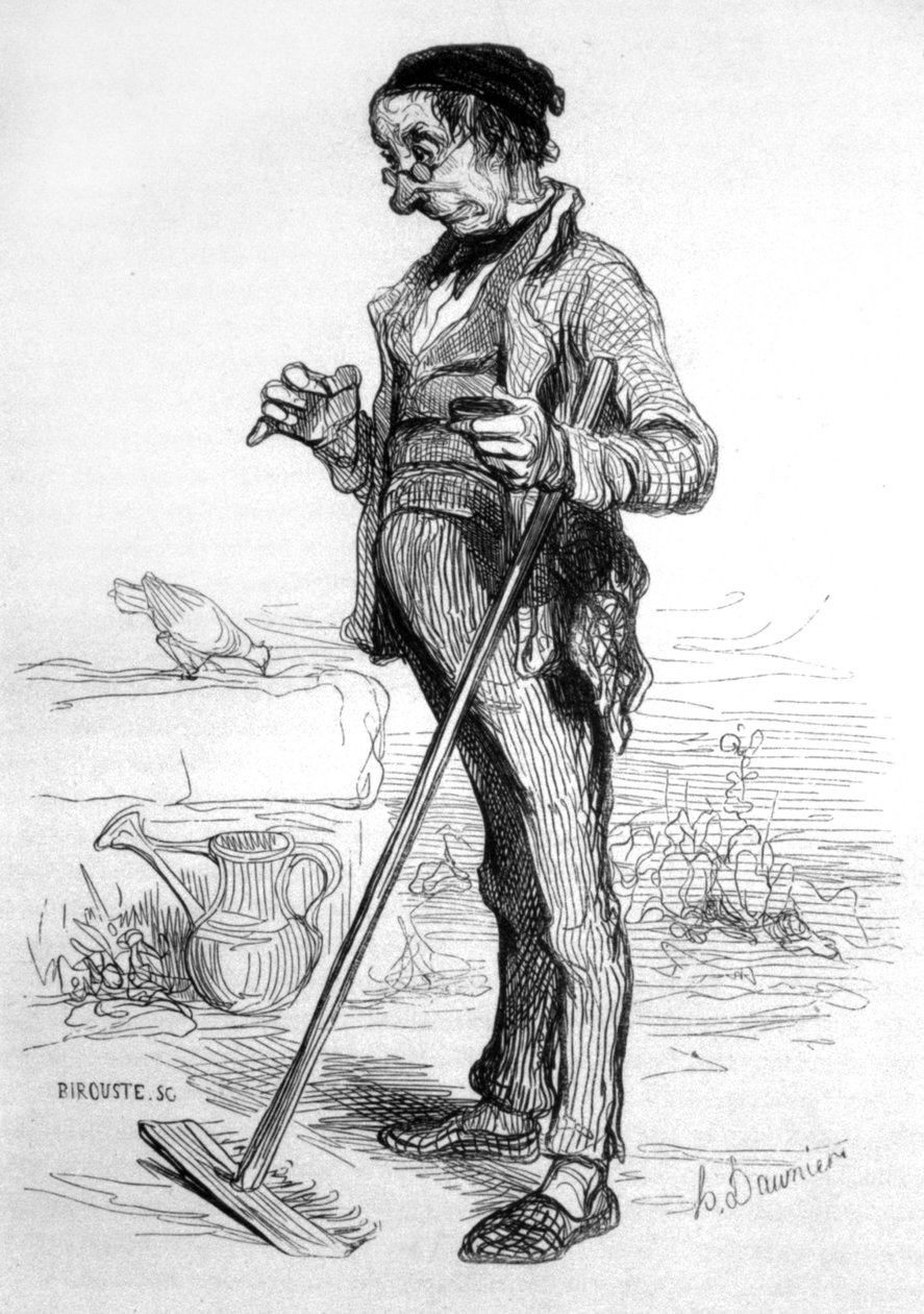 Tuinierende gepensioneerde door Honoré Daumier