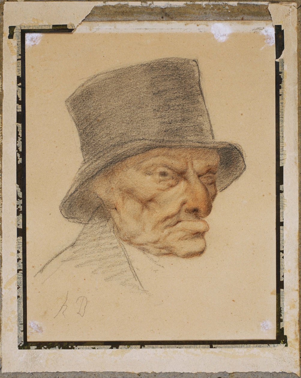 Hoofd van een oude man door Honoré Daumier