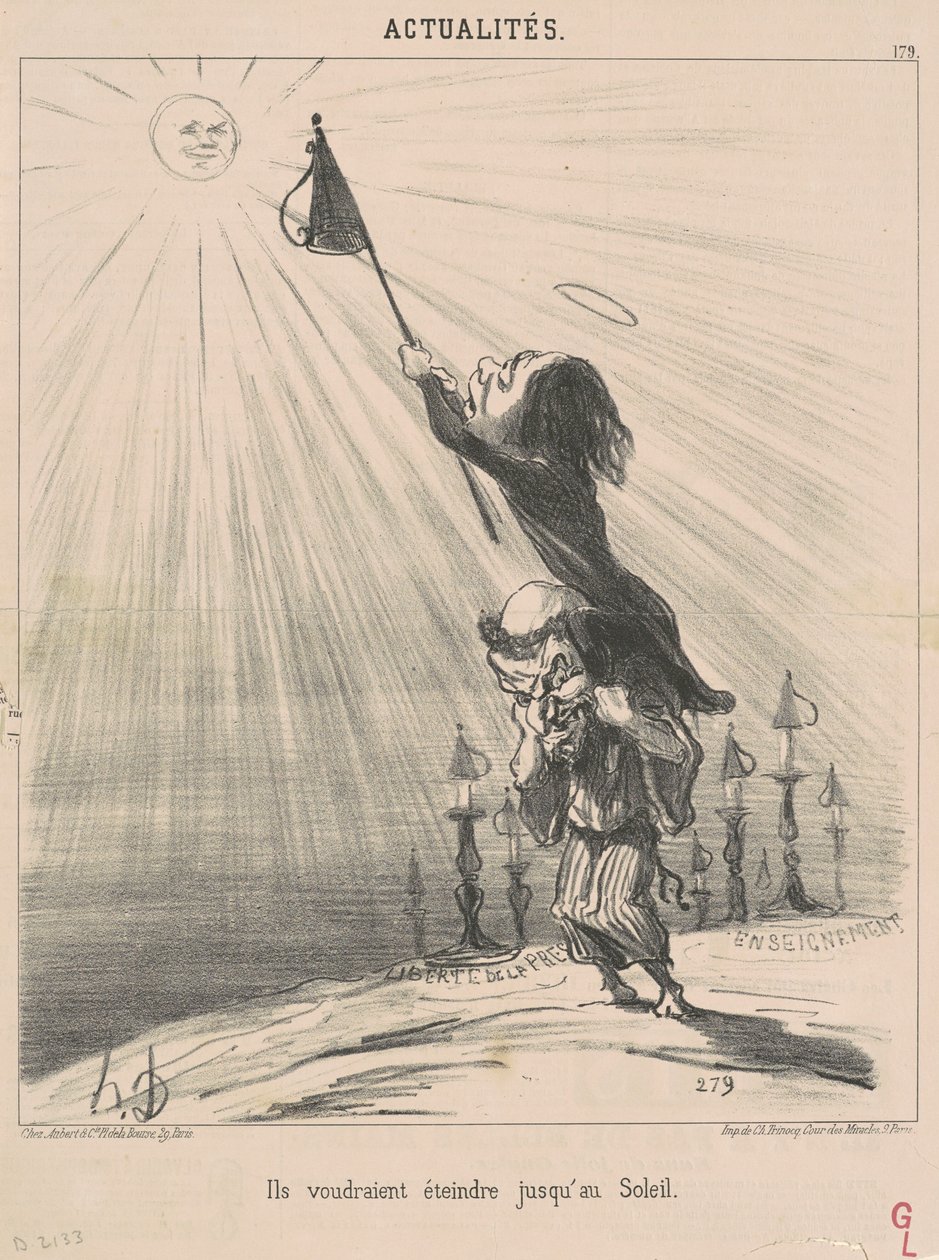 Ze willen zelfs de zon doven door Honoré Daumier
