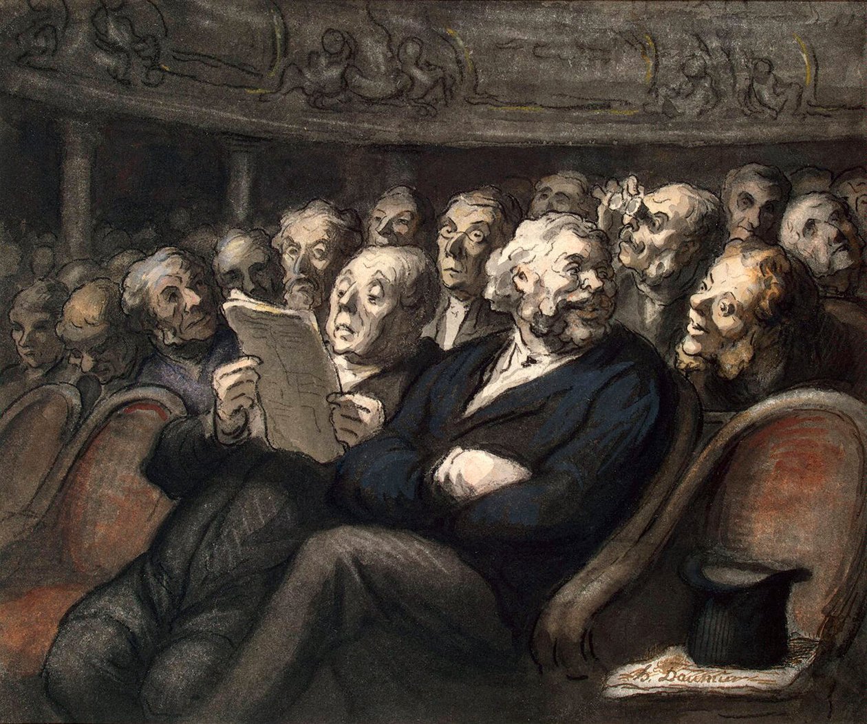 Pauze in de Comédie-Française, 1858 door Honoré Daumier