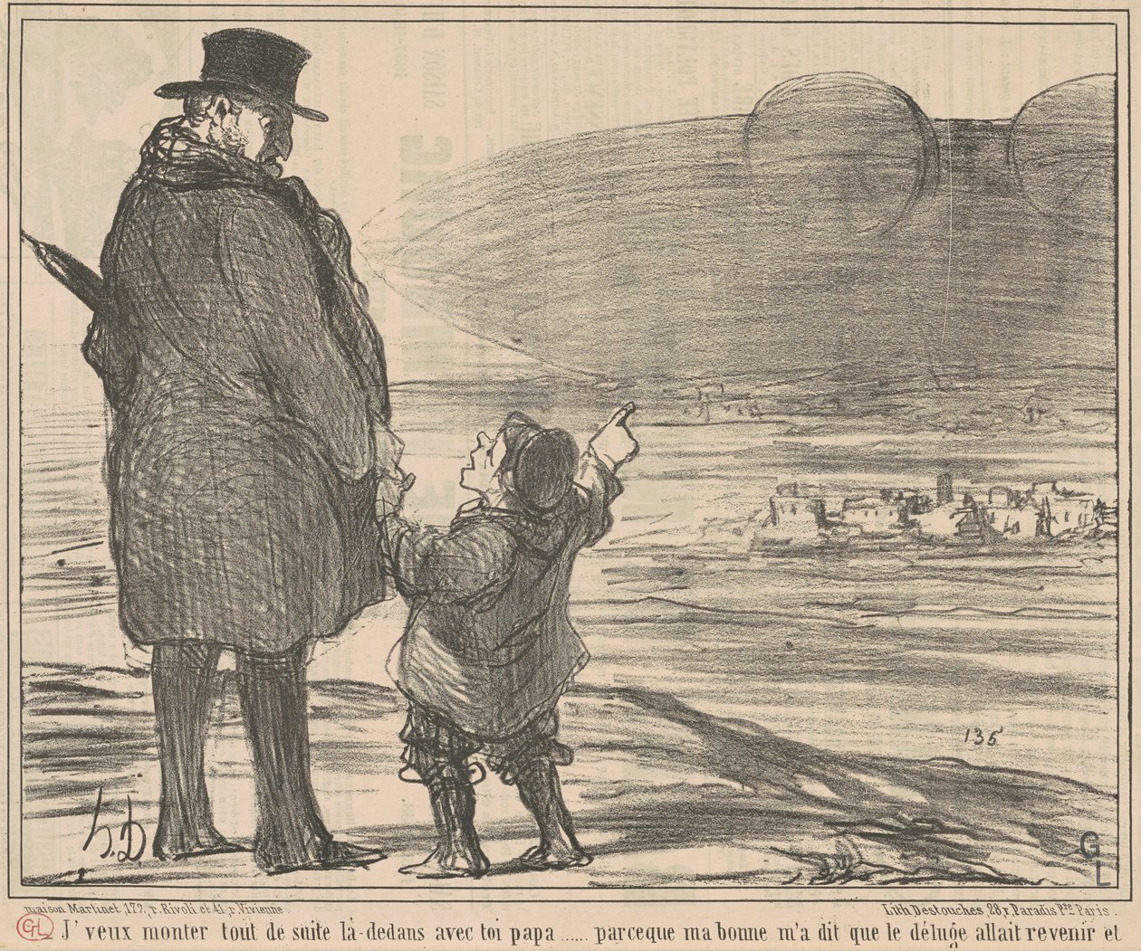 Ik wil meteen daarboven ... door Honoré Daumier