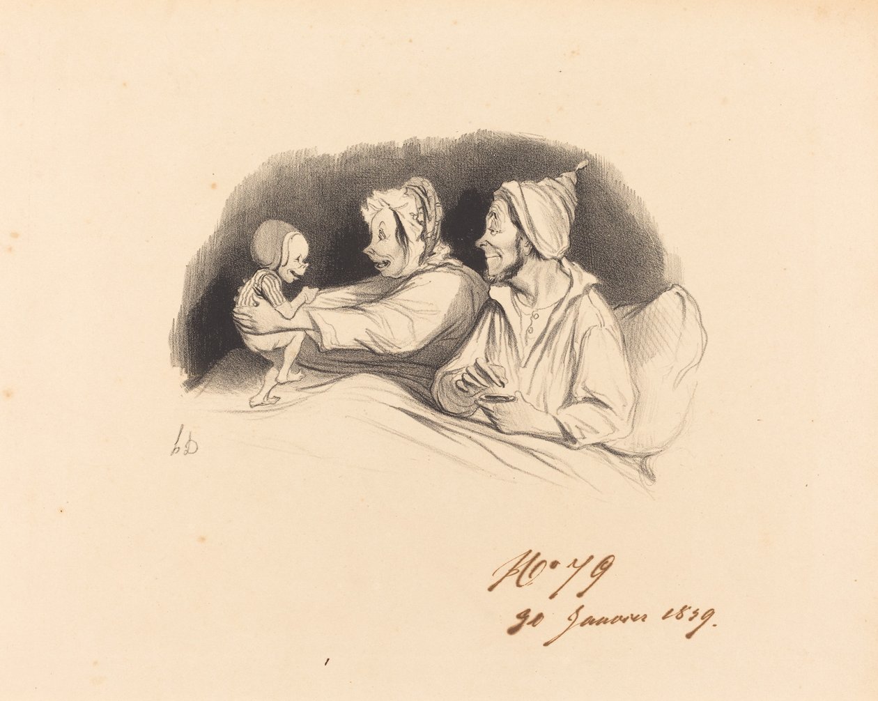 De opvoeding met de fles door Honoré Daumier