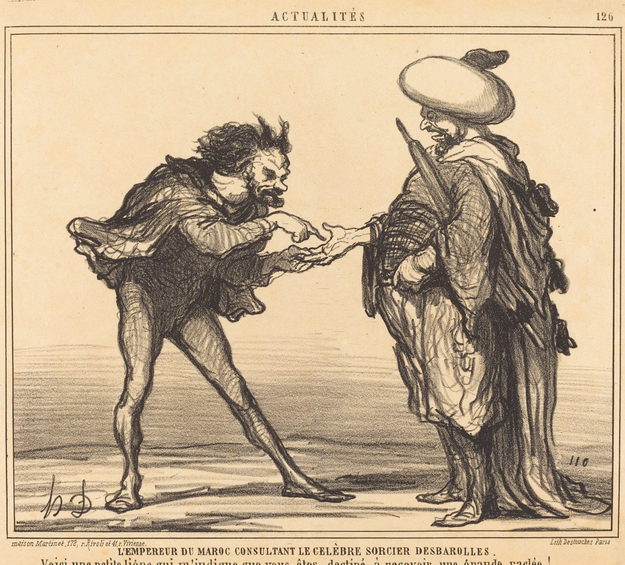 De Keizer van Marokko raadpleegt... Desbarolles door Honoré Daumier