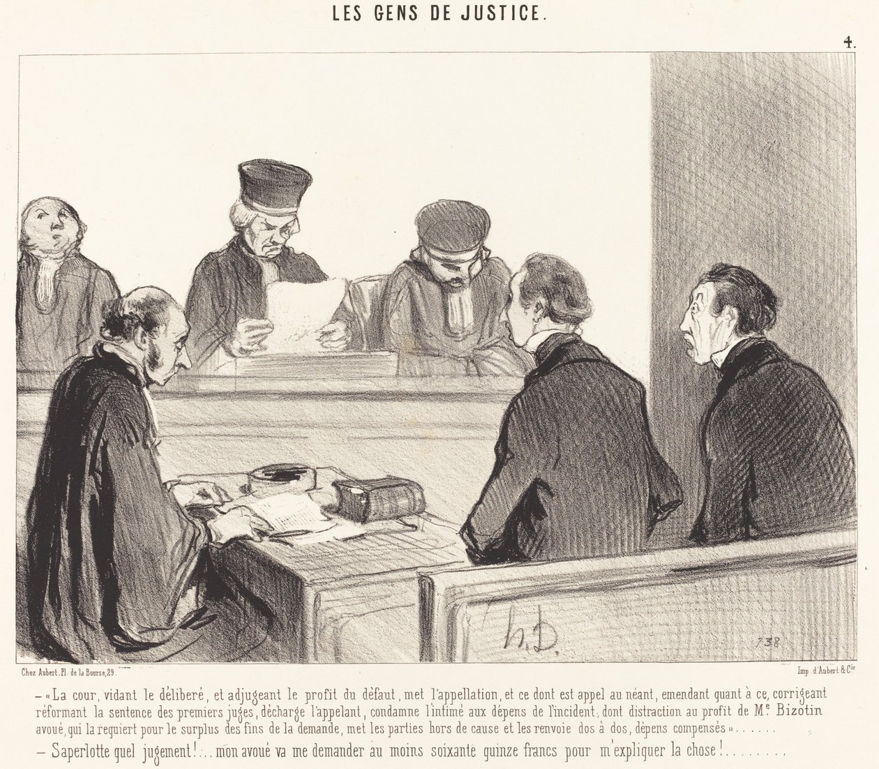 Het Hof, het beraadslagen beëindigend... door Honoré Daumier