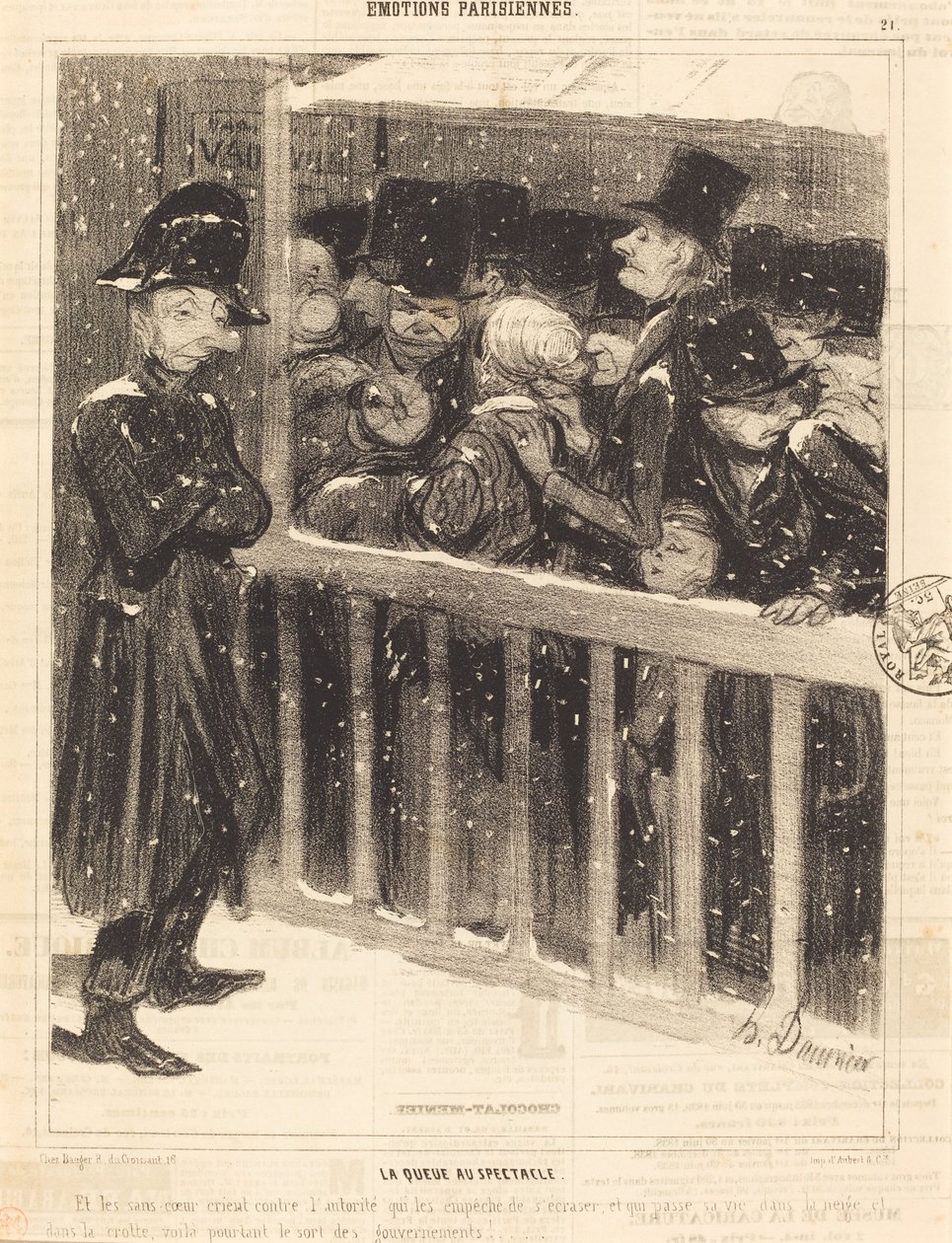 De rij bij de voorstelling door Honoré Daumier