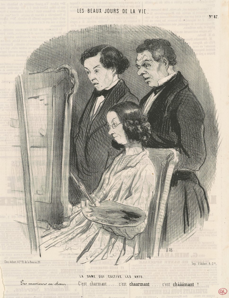 De dame die de kunsten beoefent door Honoré Daumier