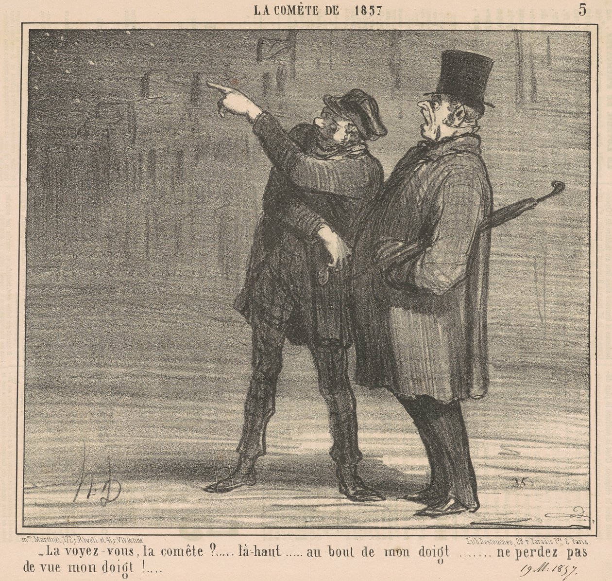 Zie je de komeet?... Daarboven... door Honoré Daumier