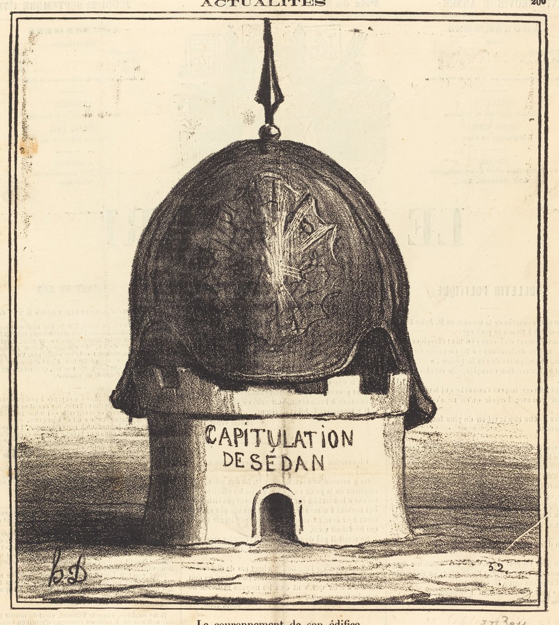 De bekroning van zijn gebouw door Honoré Daumier