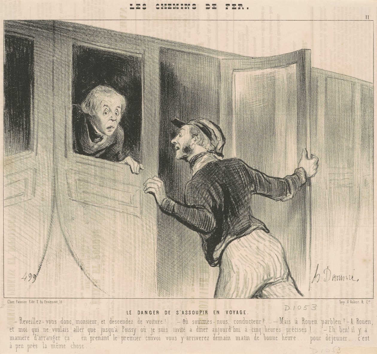 Het gevaar van indutten tijdens het reizen door Honoré Daumier