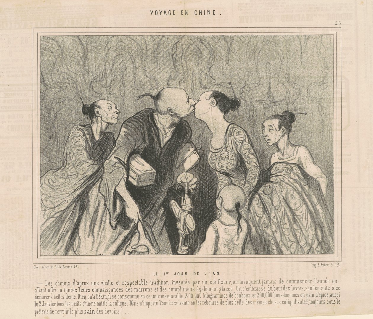 De eerste dag van het jaar door Honoré Daumier