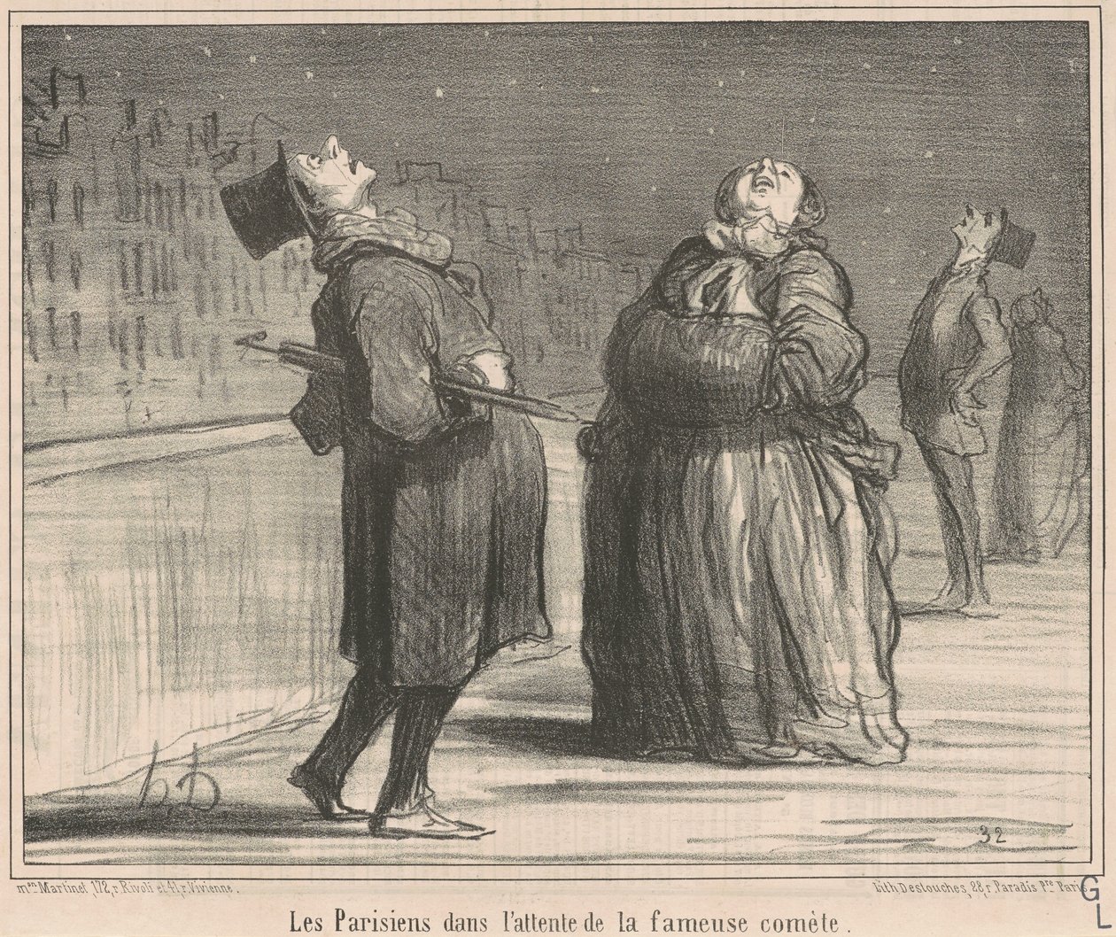 De Parijzenaars in afwachting van de ... door Honoré Daumier
