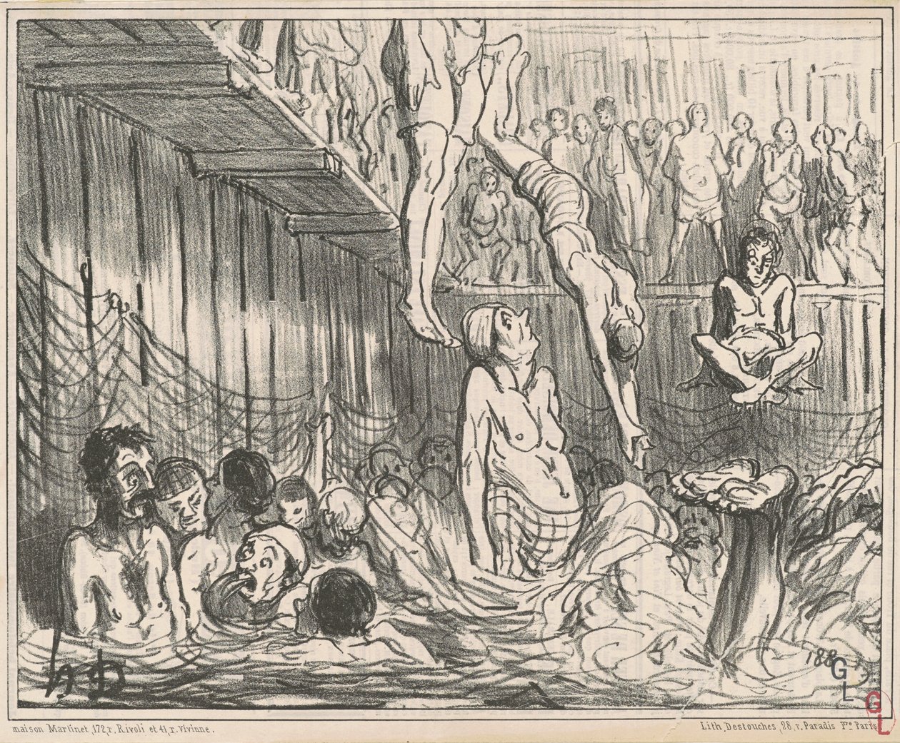 De baden voor vier centen door Honoré Daumier