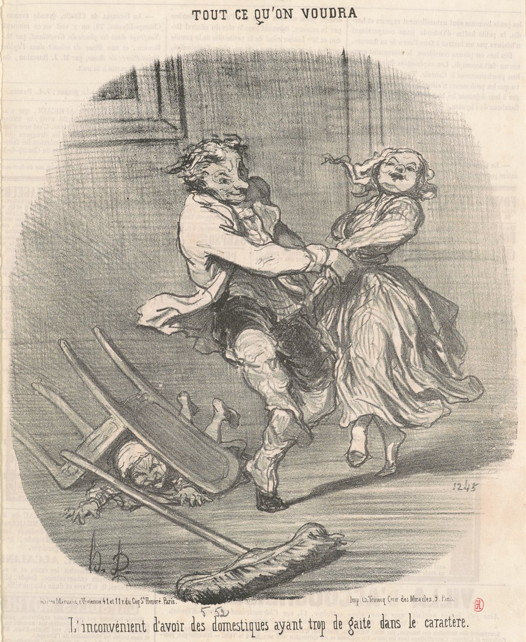 Het ongemak van het hebben van bedienden... door Honoré Daumier