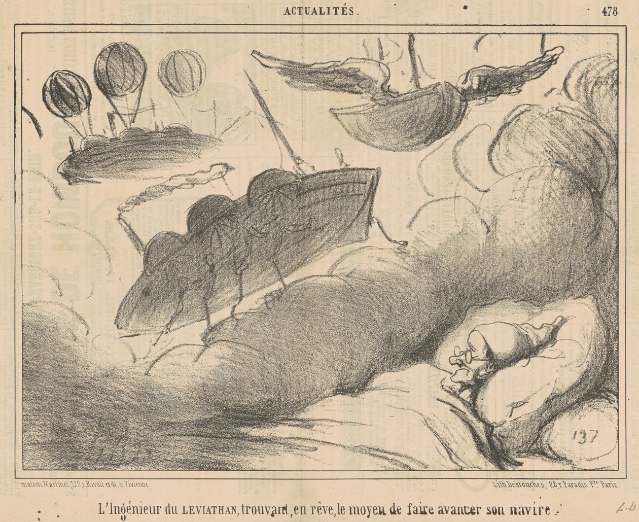De ingenieur van de Leviathan die in een droom... door Honoré Daumier
