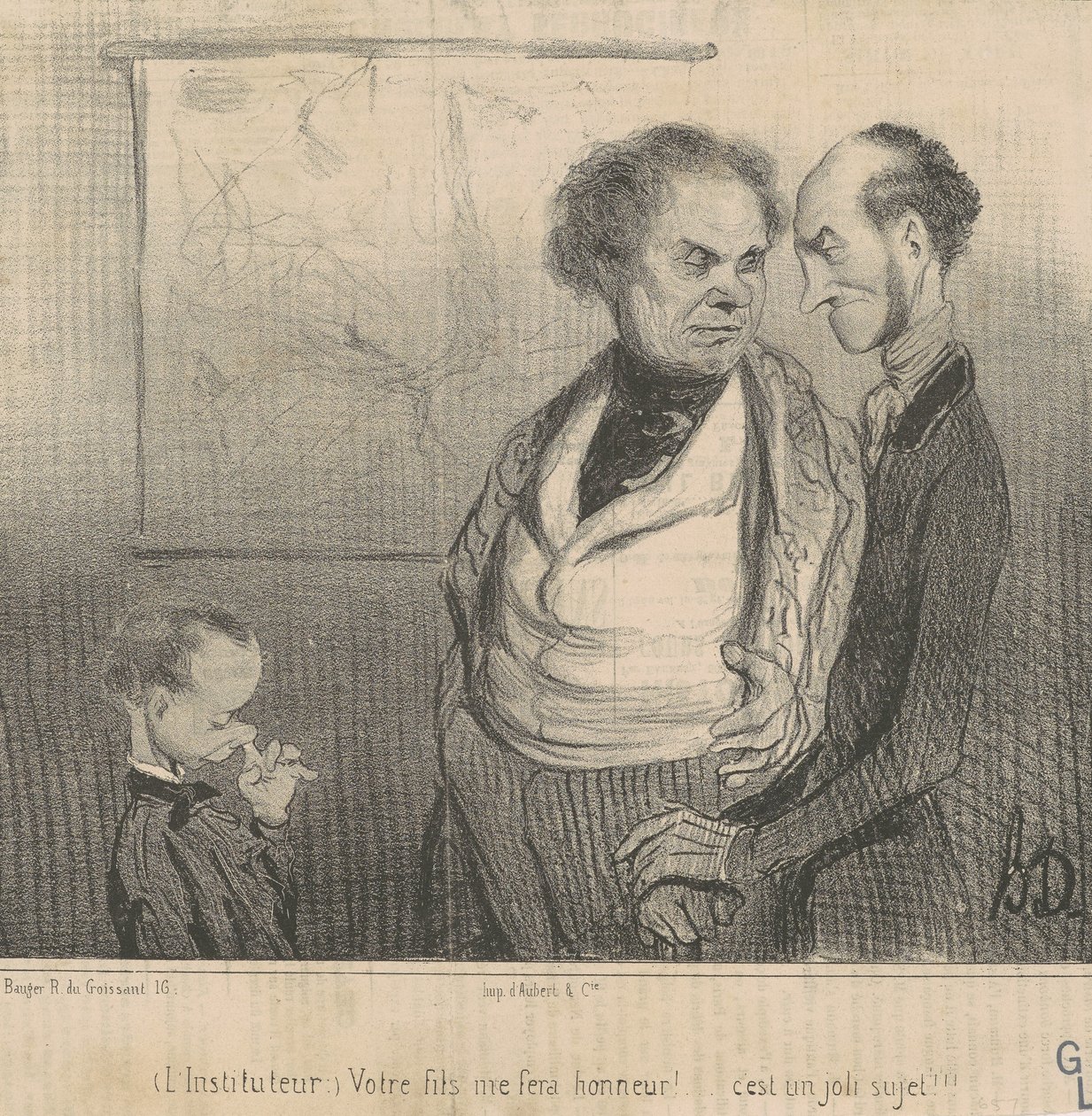 De leraar: uw zoon zal mij eer aandoen!... door Honoré Daumier