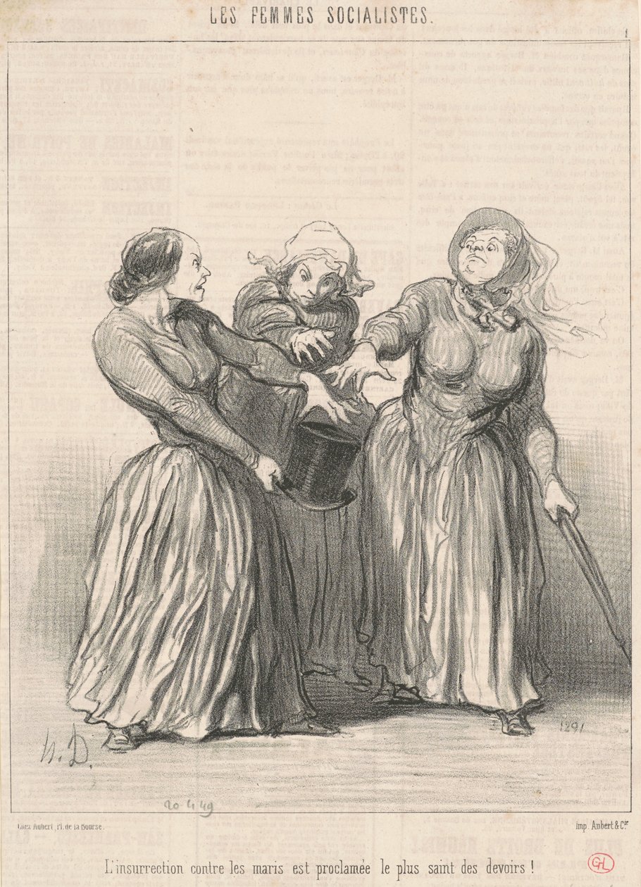 De opstand tegen de echtgenoten... door Honoré Daumier