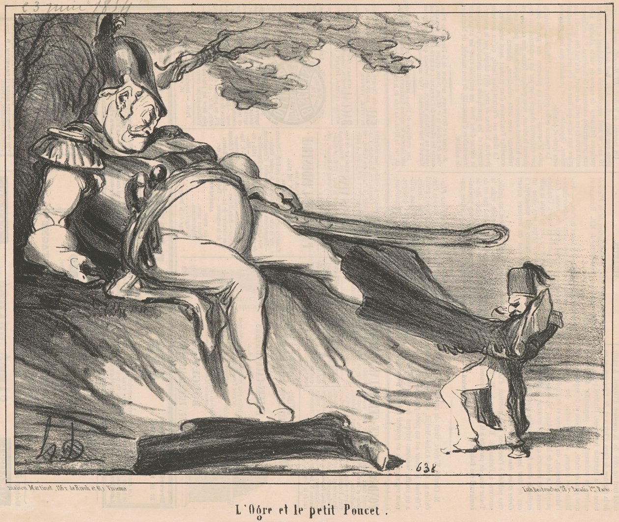 De reus en Klein Duimpje door Honoré Daumier