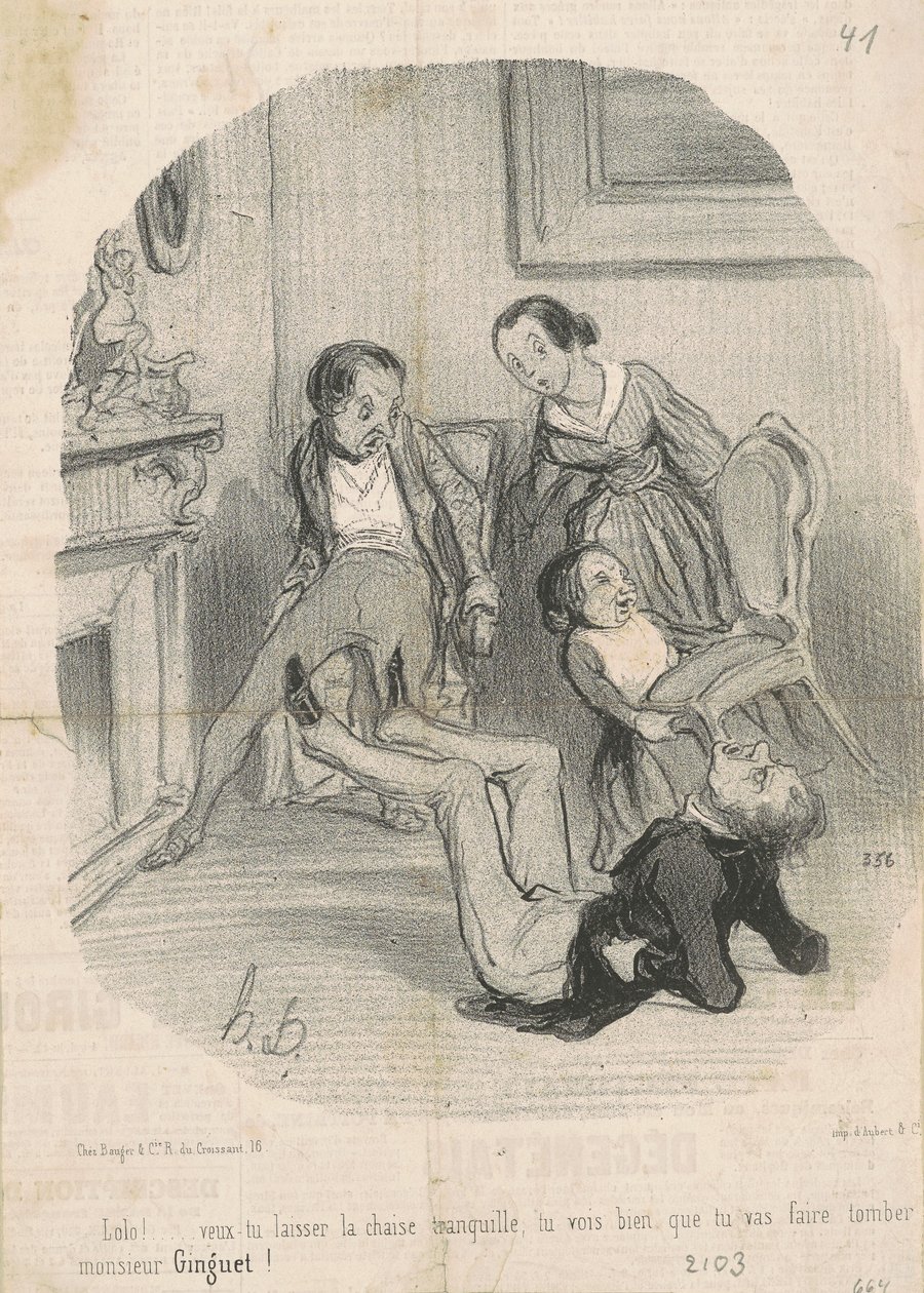 Lolo!...wil je de stoel met rust laten... door Honoré Daumier