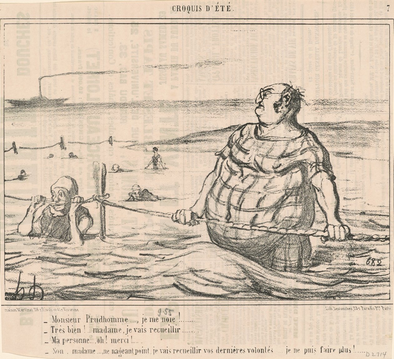 Meneer Prudhomme... Ik verdrink! ... door Honoré Daumier