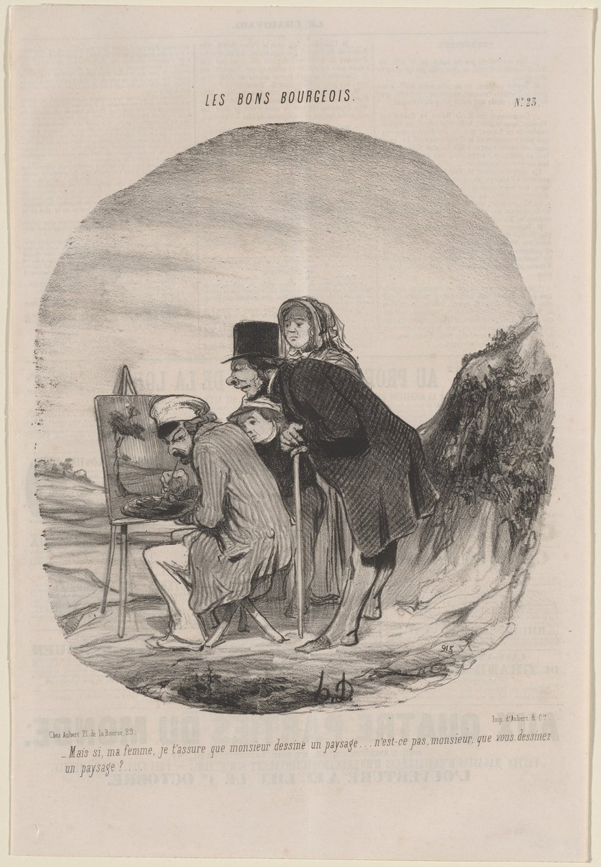 Monsieur tekent een landschap door Honoré Daumier