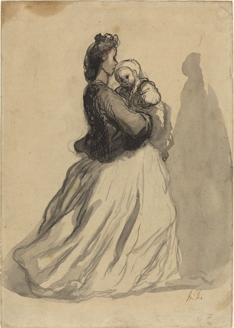 Moeder en Baby door Honoré Daumier