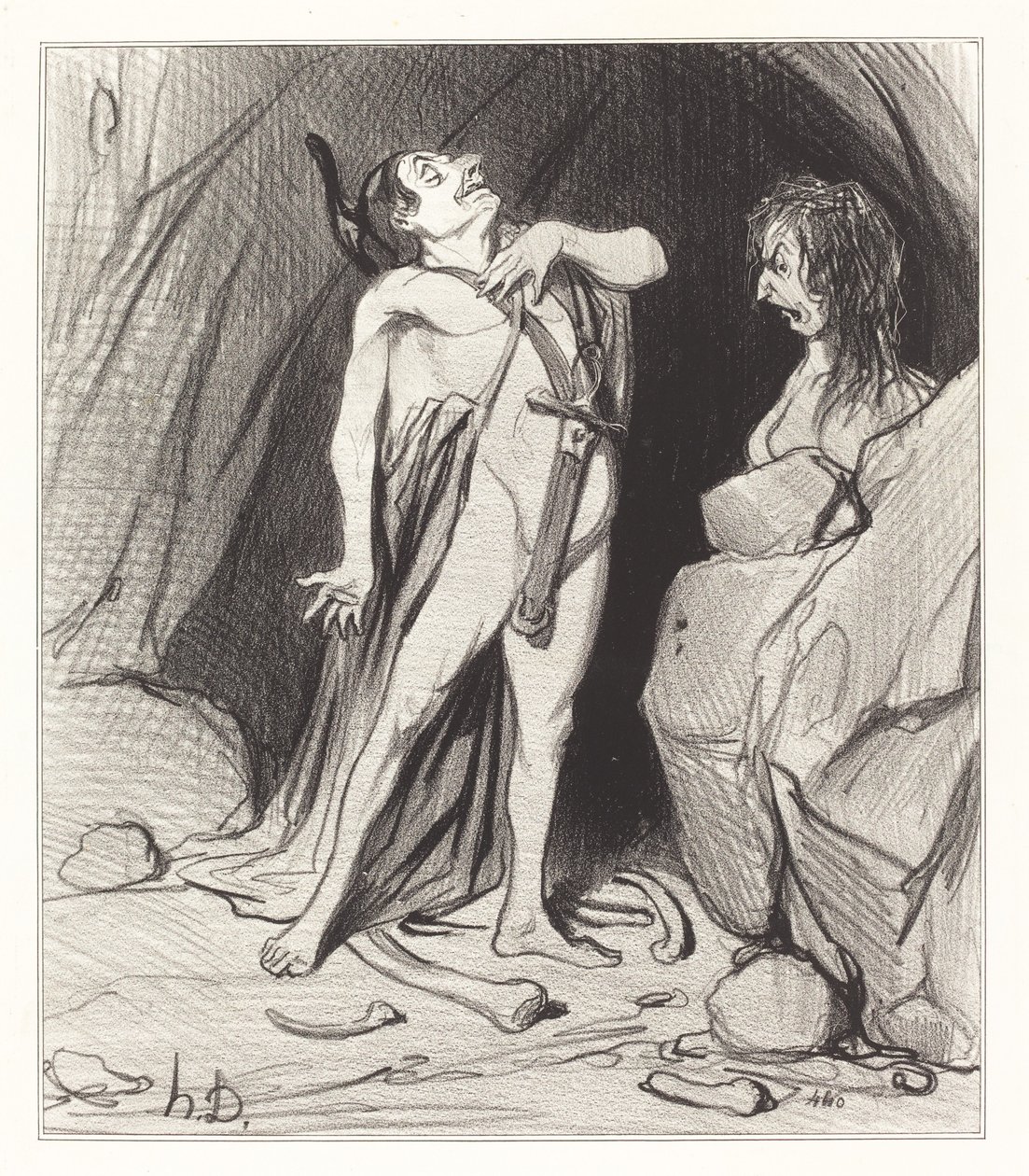 Oedipus bij de Sfinx door Honoré Daumier
