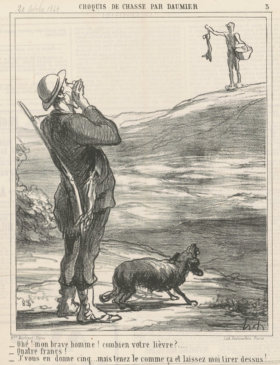 Ohé! ... Hoeveel voor uw haas? ... door Honoré Daumier