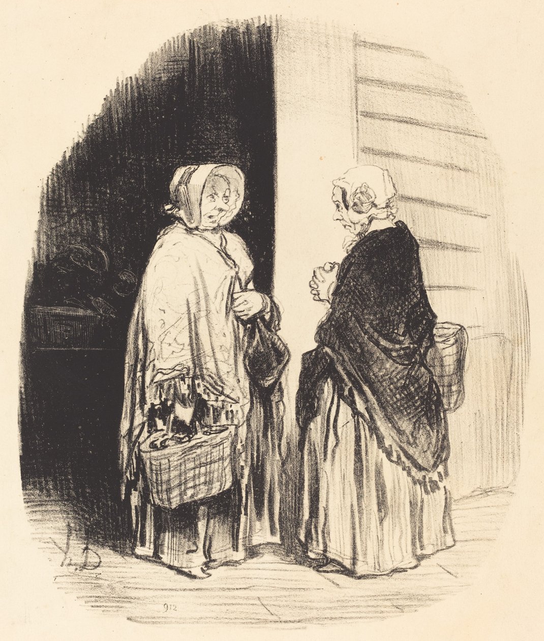 Ja, mevrouw Chaboulard... vierentwintig kruideniers... [recto] door Honoré Daumier