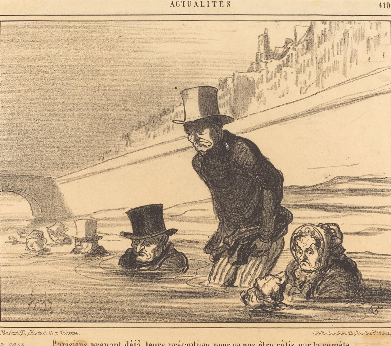 Parijzenaars nemen... hun voorzorgsmaatregelen... door Honoré Daumier