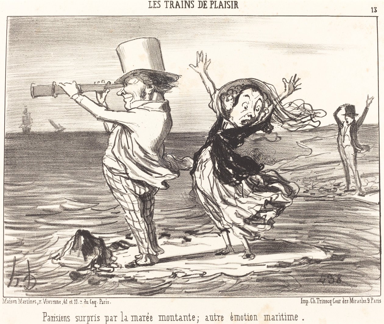 Parijzenaars verrast door het tij... door Honoré Daumier