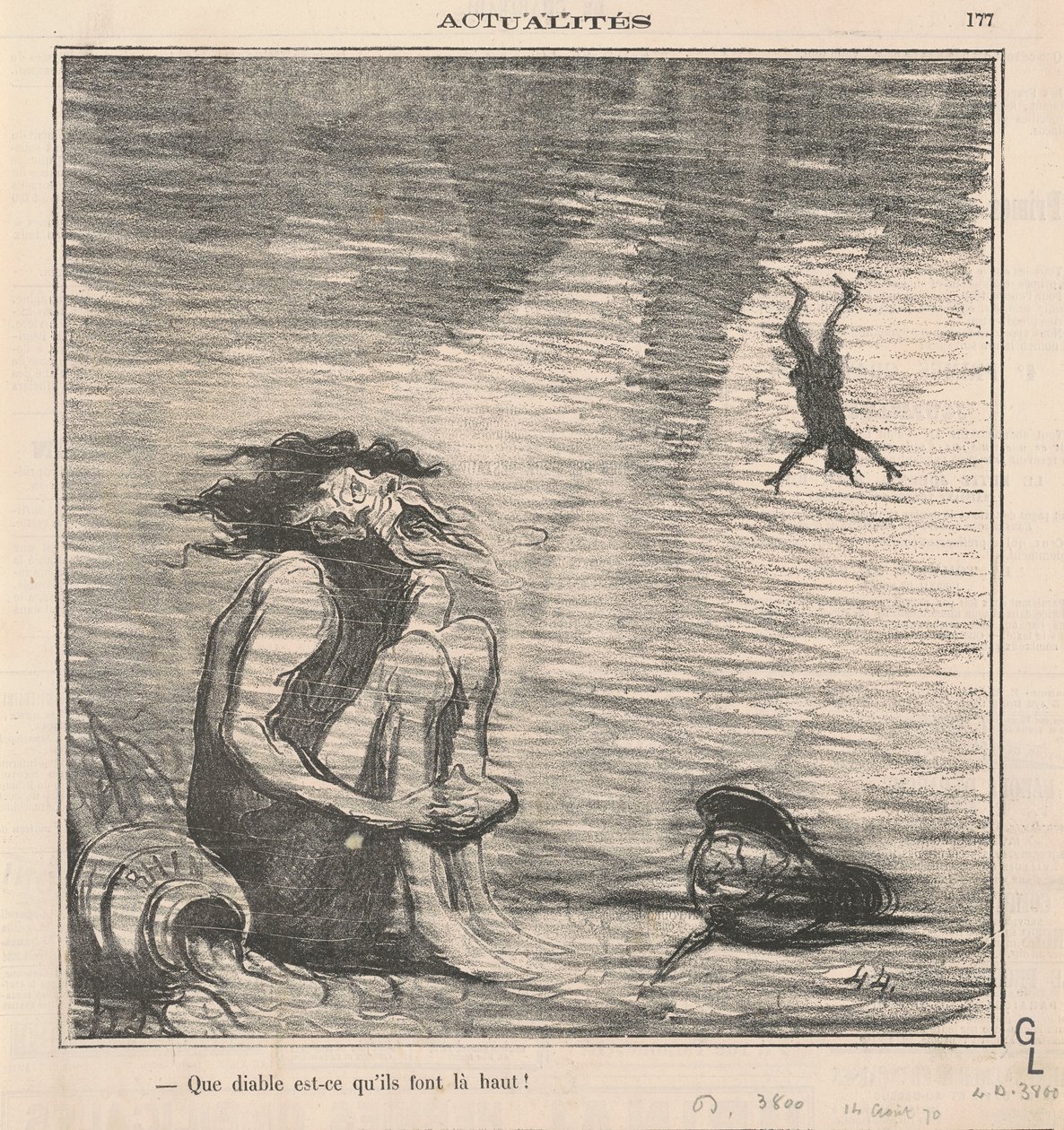 Wat doen ze daarboven! door Honoré Daumier
