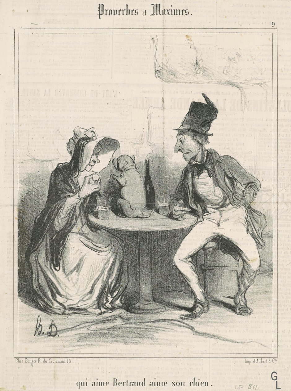 Wie van Bertrand houdt, houdt van zijn hond door Honoré Daumier