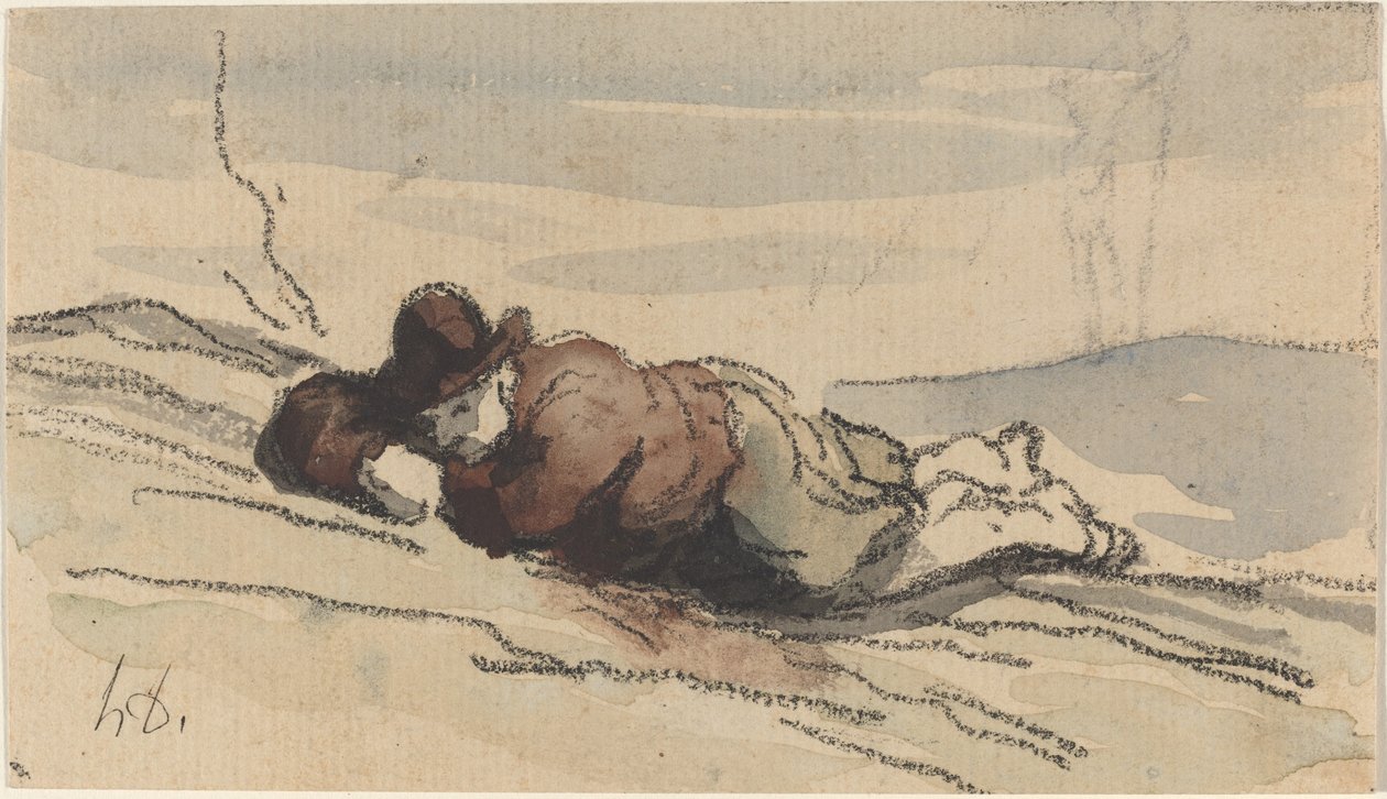 Rust op het platteland (Sancho Panza) door Honoré Daumier