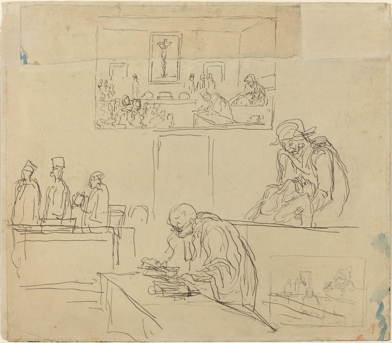 Scène van het tribunaal (Het vonnis) door Honoré Daumier