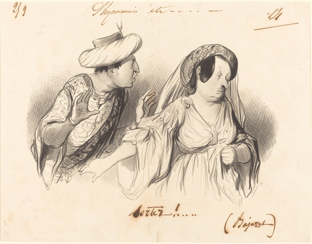 Sortez!... (Bajazet) door Honoré Daumier