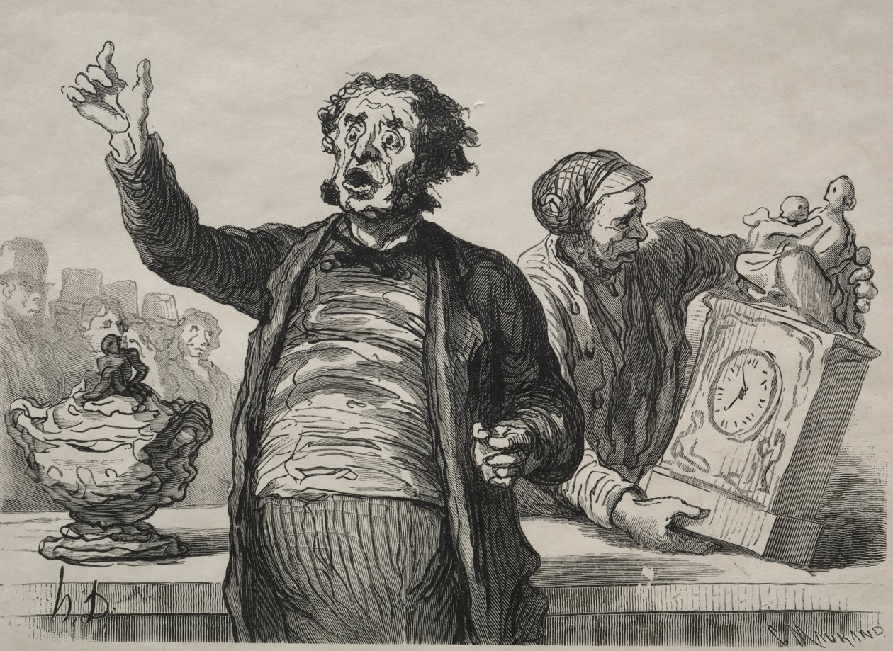 De Veilingkamer: De Stadsomroeper door Honoré Daumier