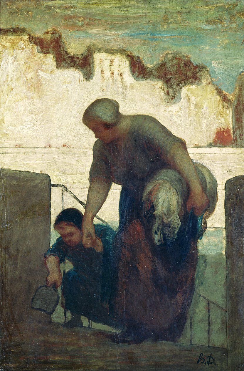 De Wasvrouw, ca. 1860-61 door Honoré Daumier
