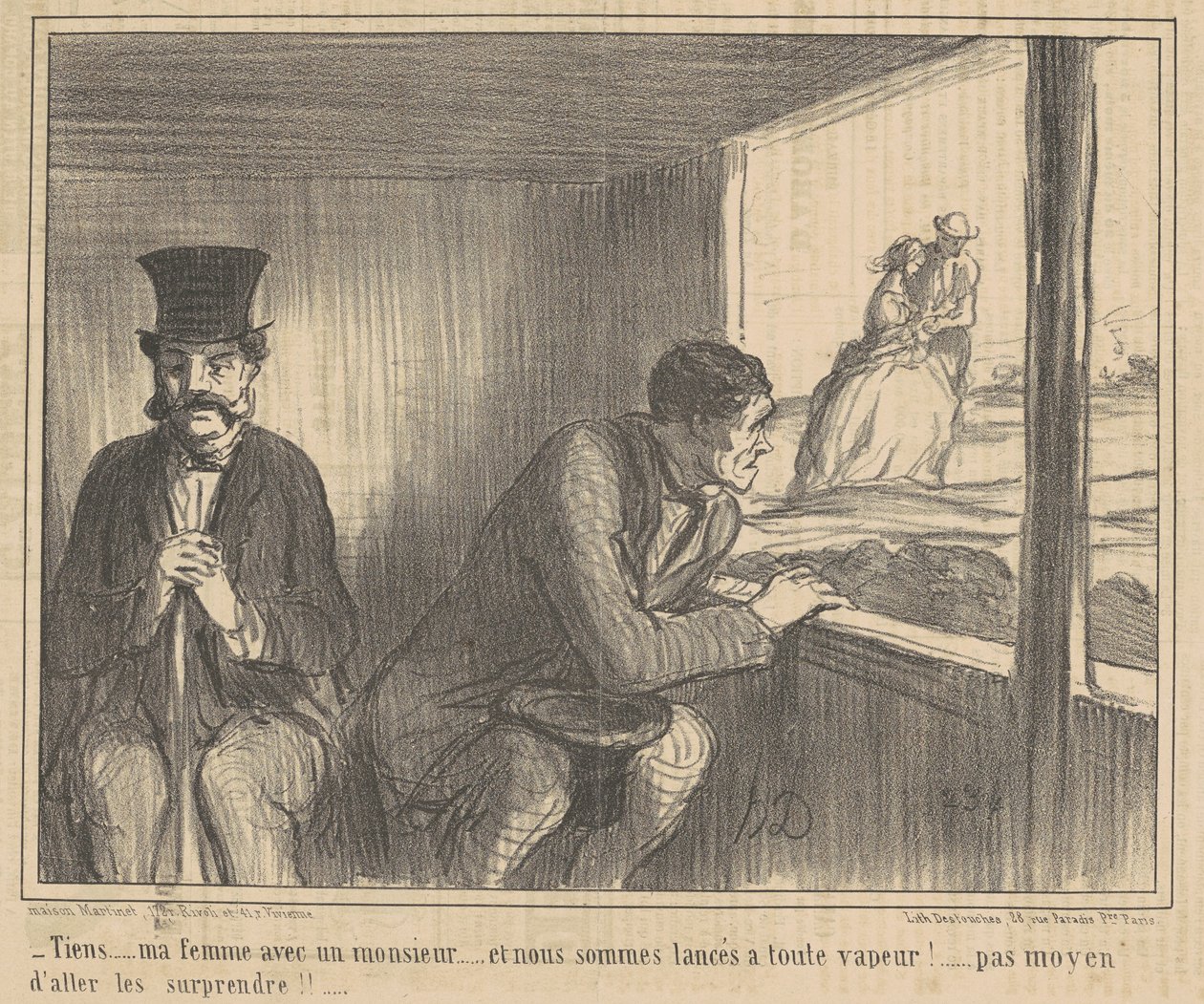 Tiens ... mijn vrouw met een heer ... door Honoré Daumier