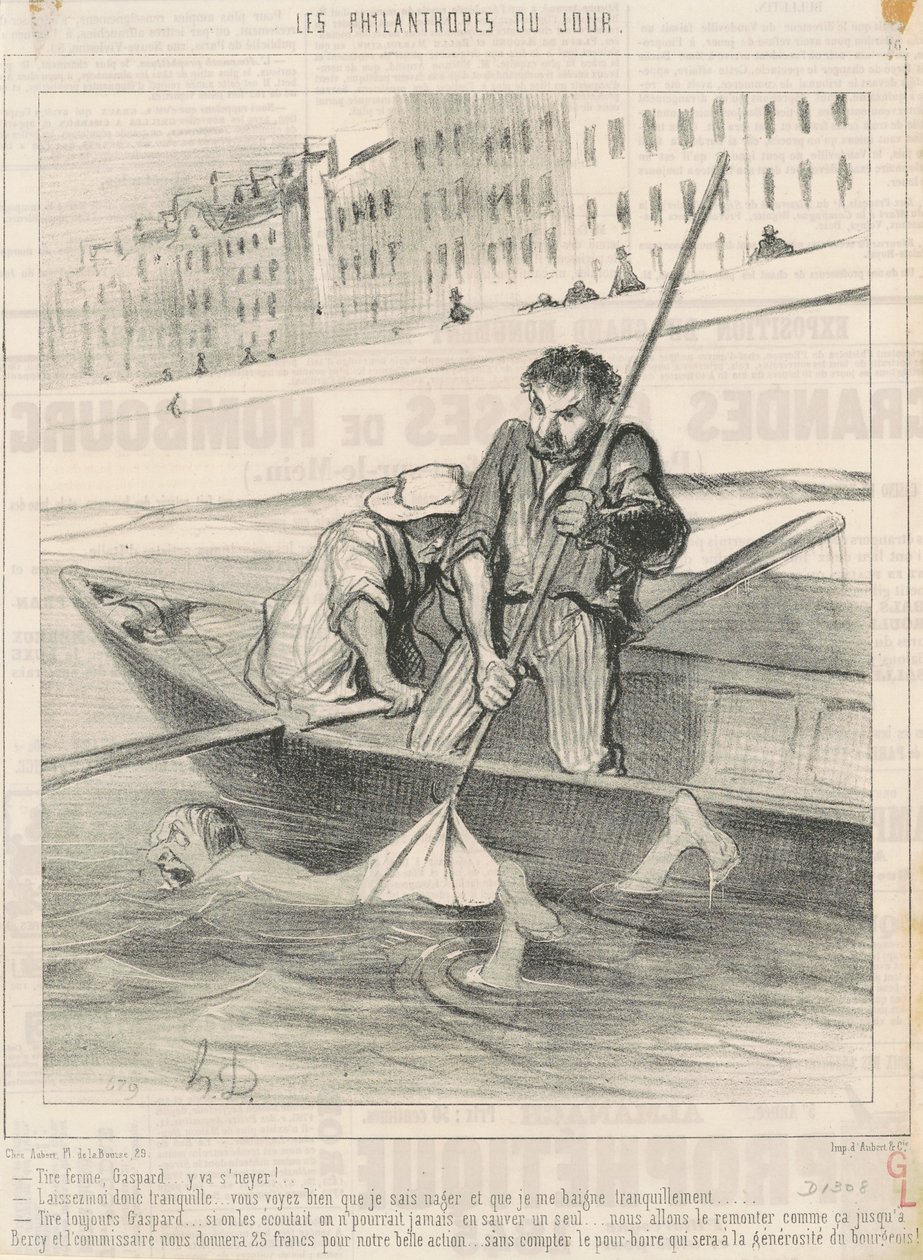 Houd vast, Gaspard... hij gaat verdrinken... door Honoré Daumier