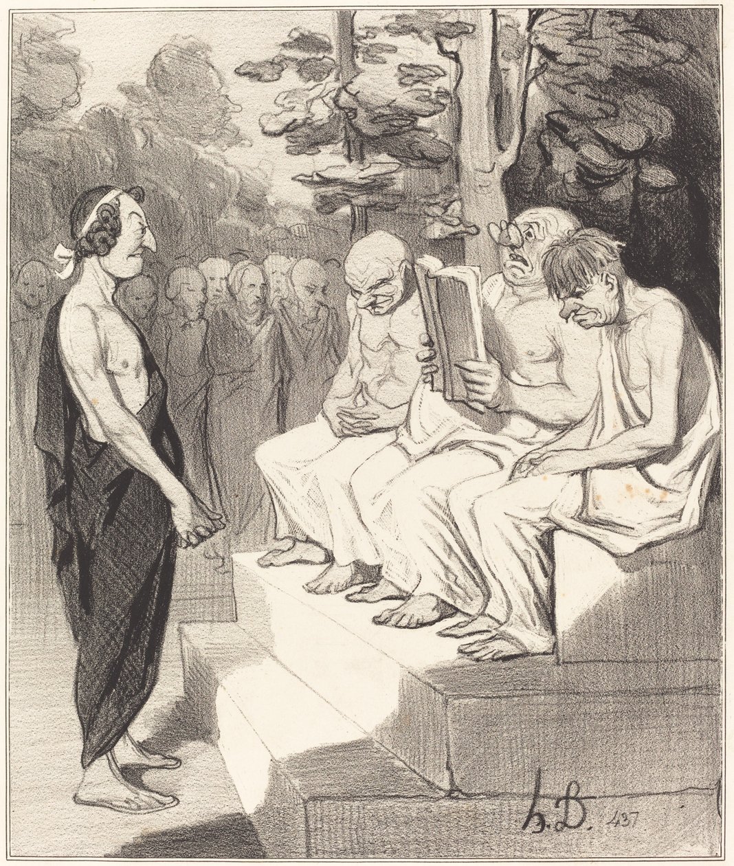 Telemachus ondervraagd door de Wijzen door Honoré Daumier