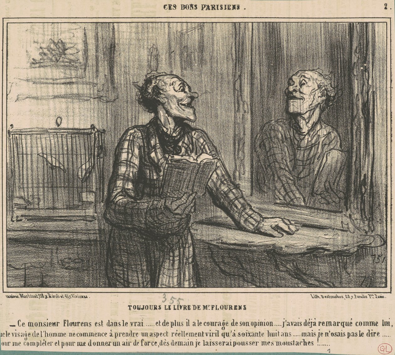 Altijd het boek van M. Flourens door Honoré Daumier