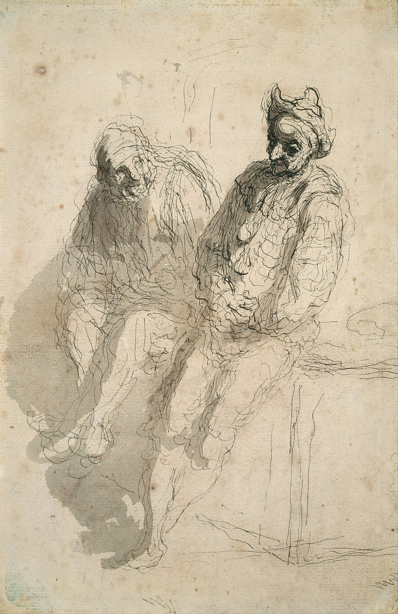 Twee Saltimbanques door Honoré Daumier