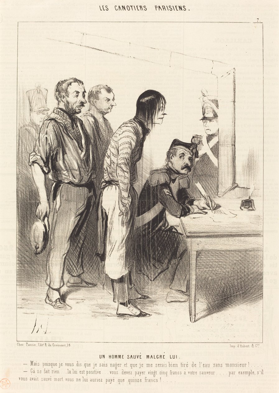 Een man gered ondanks zichzelf door Honoré Daumier