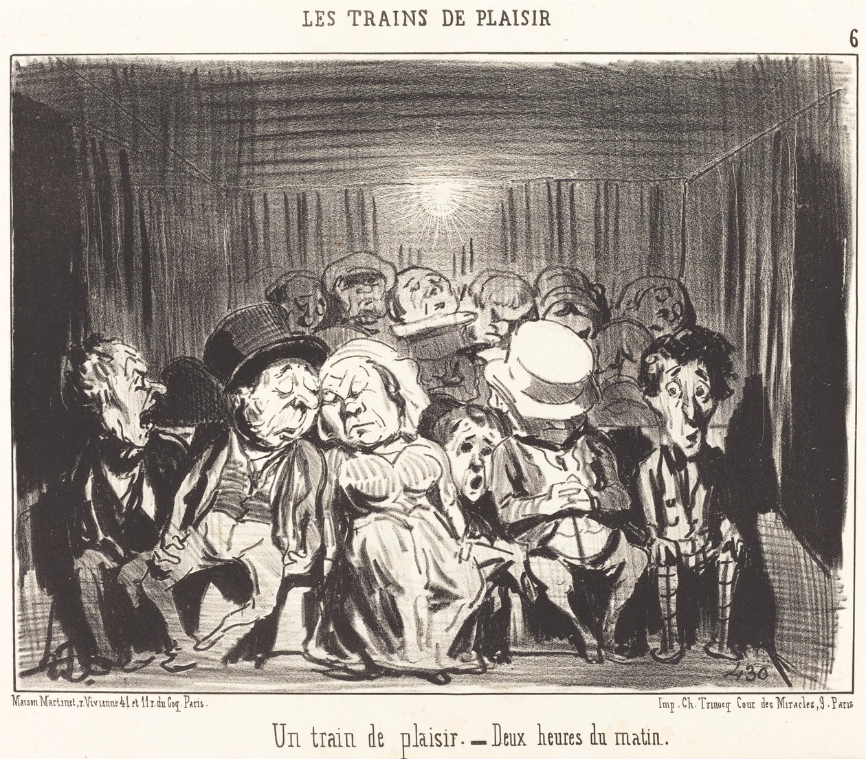 Een plezierige trein door Honoré Daumier