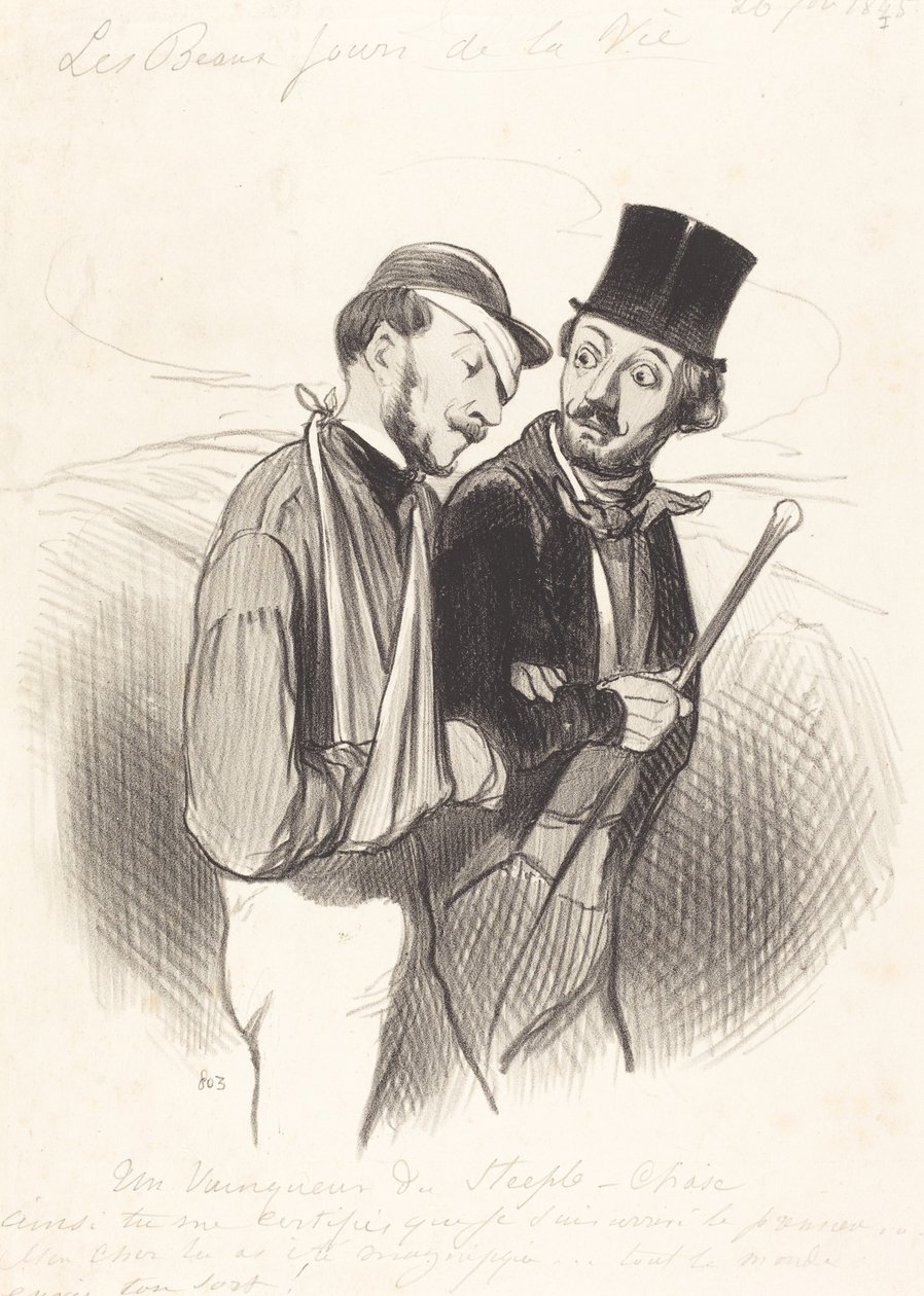 Een winnaar van steeple-chase door Honoré Daumier