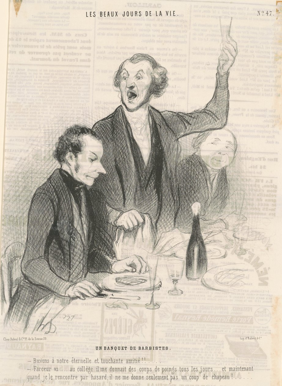 Een Banket van Barbisten door Honoré Daumier
