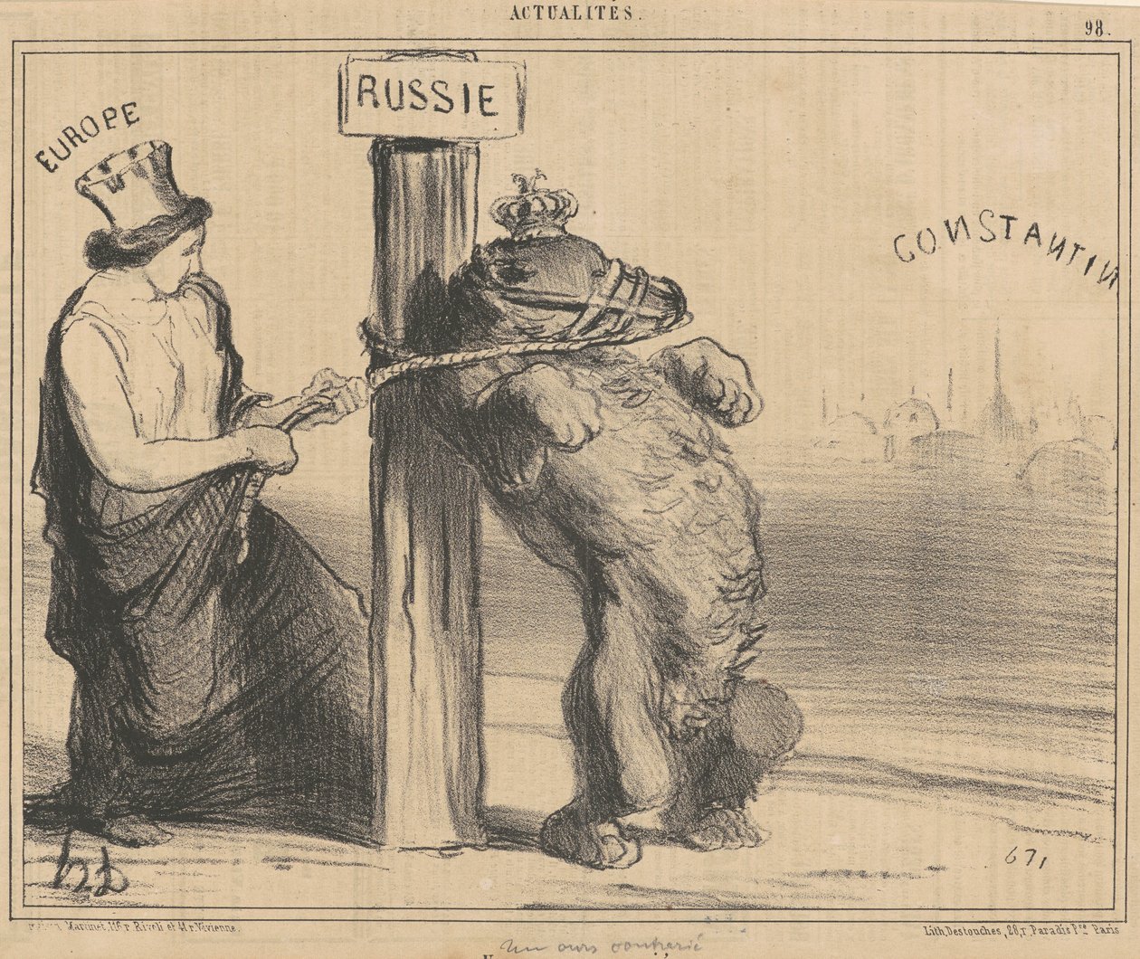 Een boze beer door Honoré Daumier